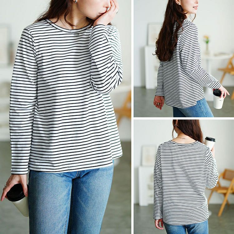 大きいサイズ レディース レース編みビスチェ＆コットンボーダーロンT2点セット　cpdai-640870 【メール便可】