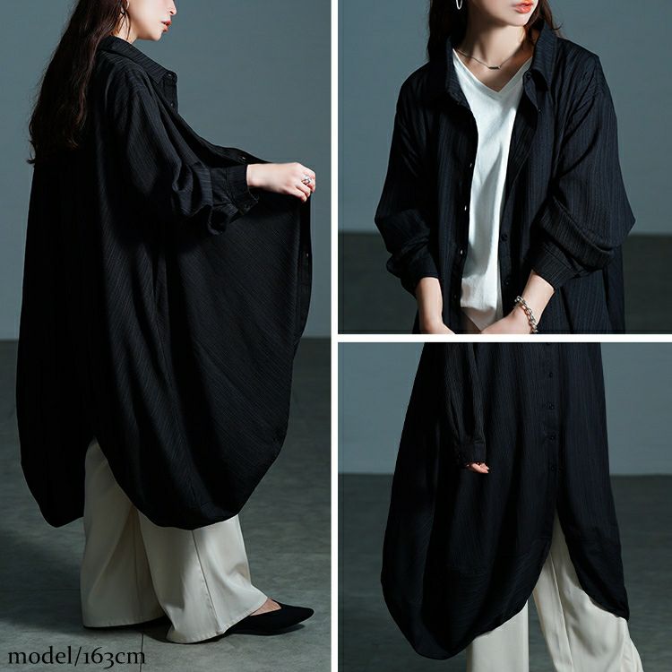 大きいサイズ レディース サイドコクーン変形シャツチュニック nw