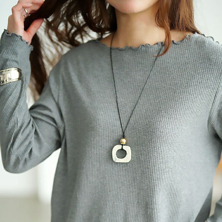 大きいサイズ レディース マーブルリングロングネックレス　goldy-1777【メール便可】