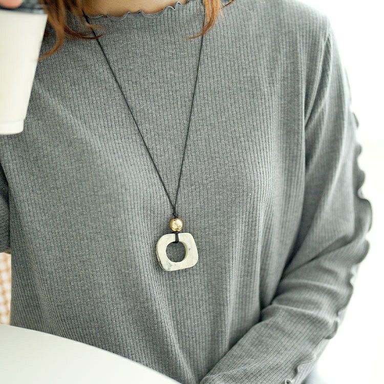 大きいサイズ レディース マーブルリングロングネックレス　goldy-1777【メール便可】