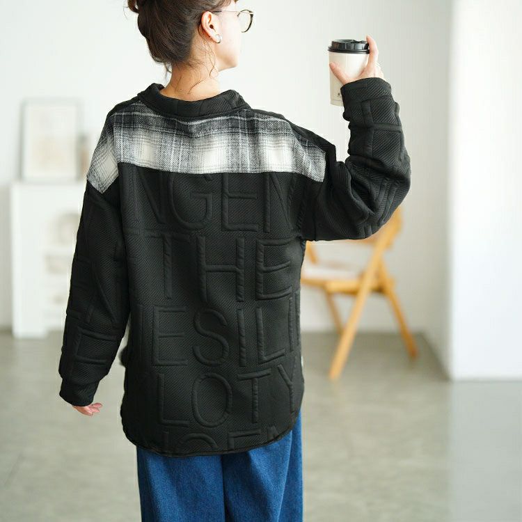 大きいサイズ レディース チェック柄切り替えビックシャツ　goldy-1752