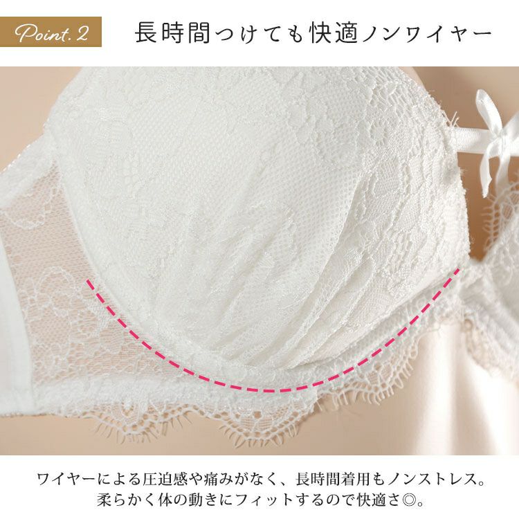 大きいサイズ レディース 谷間リボンノンワイヤーブラ＆ショーツ2点セット　nima-nj2183