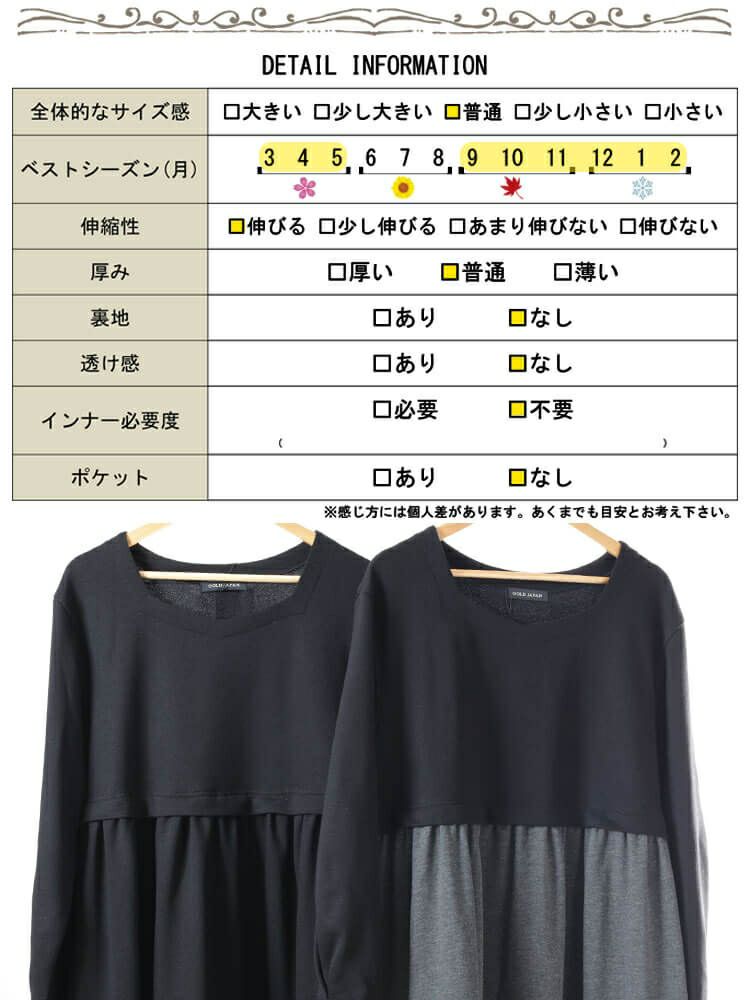 大きいサイズ レディース 袖口タックドッキングバルーンワンピース　fem-616