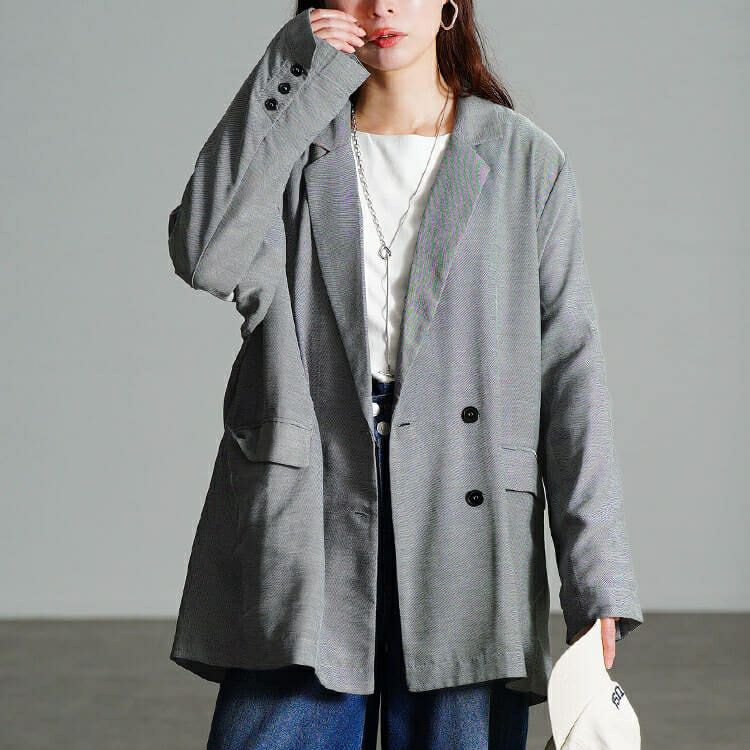 大きいサイズ レディース オーバーサイズメッシュテーラードジャケット　sw-0800 【メール便可】