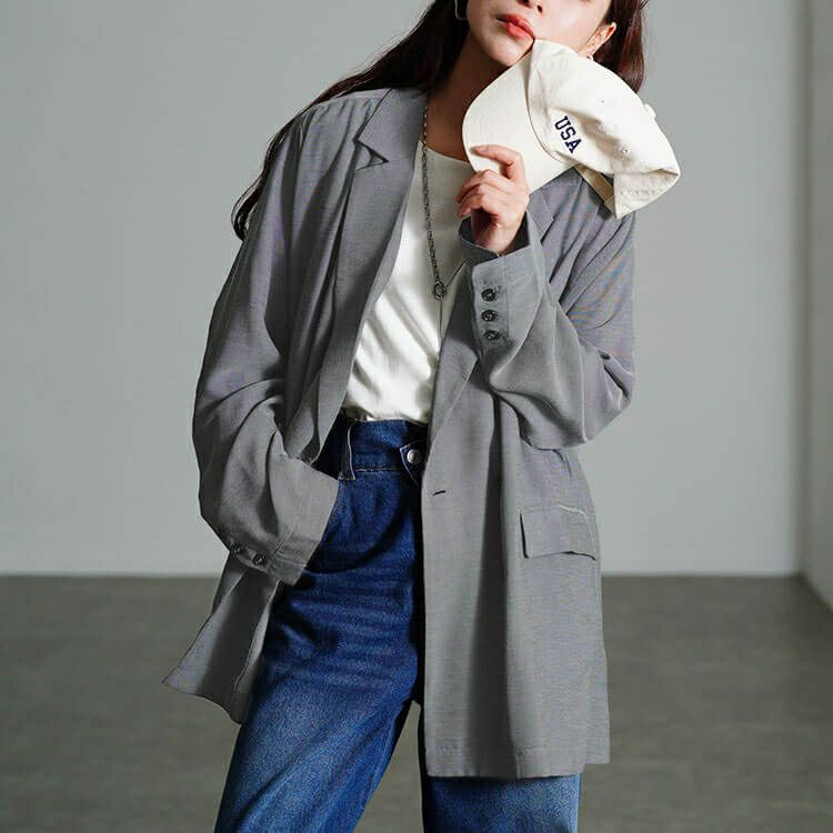 大きいサイズ レディース オーバーサイズメッシュテーラードジャケット　sw-0800 【メール便可】