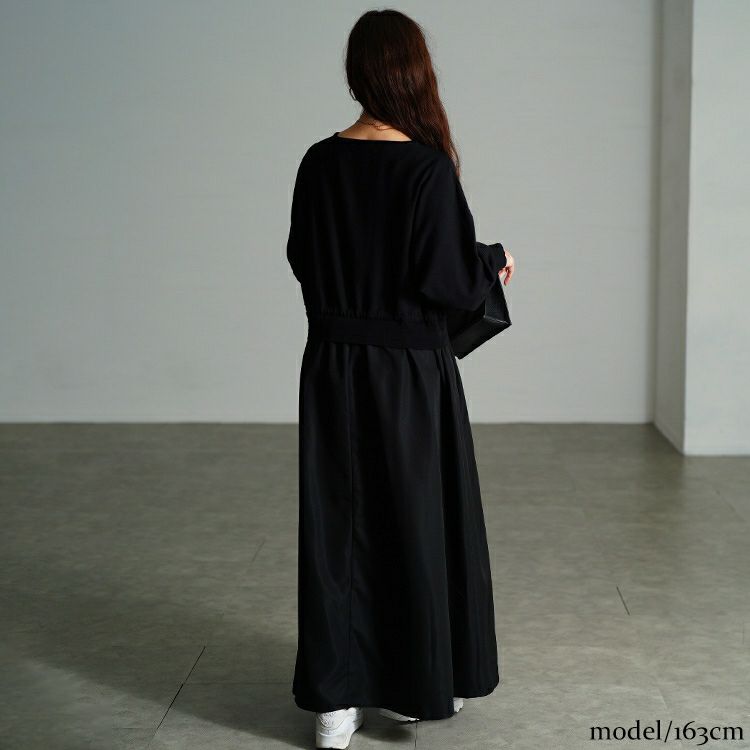 大きいサイズ レディース ドルマンニットドッキングワンピース　sum-0028