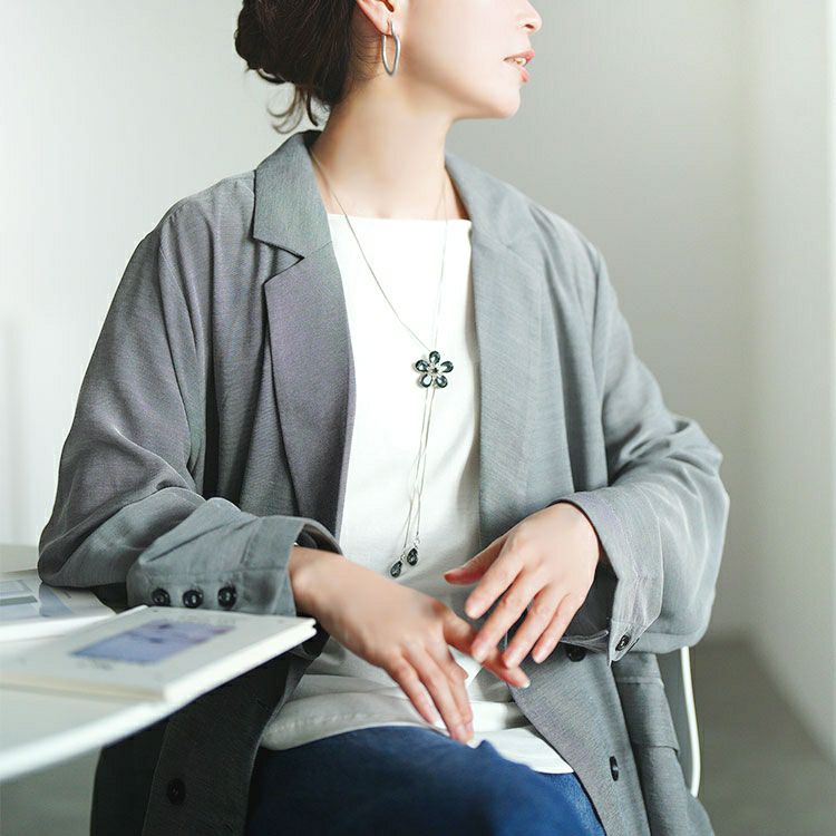 大きいサイズ レディース ラリエット風フラワーネックレス　goldy-1776【メール便可】