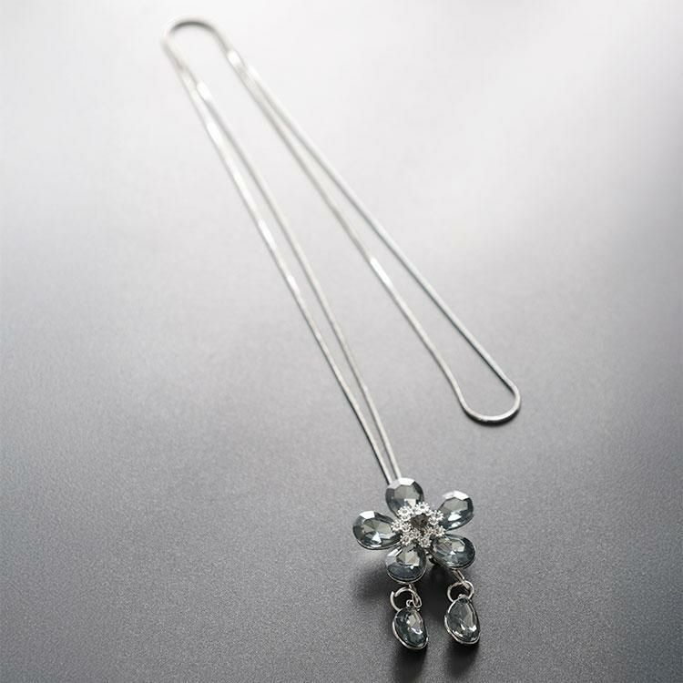 大きいサイズ レディース ラリエット風フラワーネックレス　goldy-1776【メール便可】 シルバー