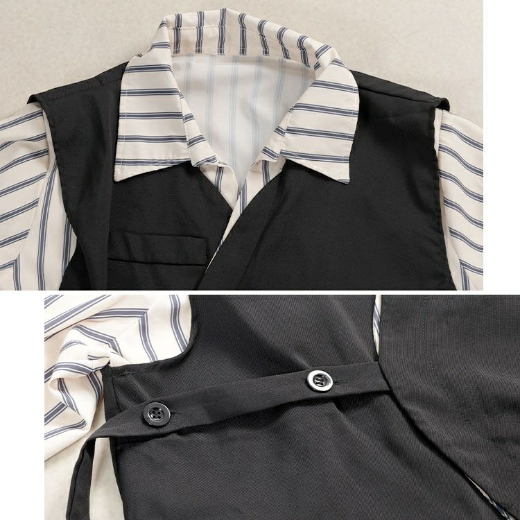 大きいサイズ レディース レイヤード風アシンメトリーシャツ　goldy-1758【メール便可】