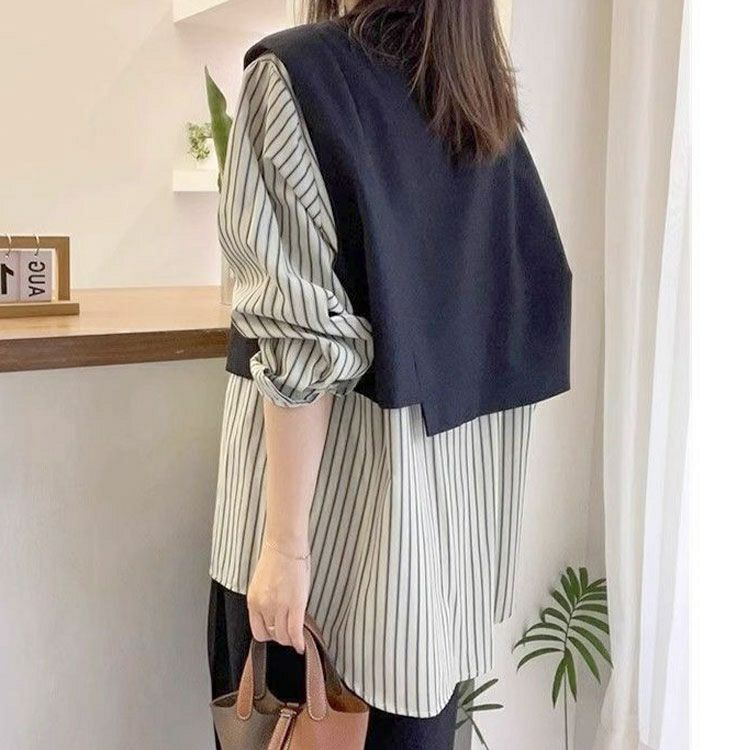 大きいサイズ レディース レイヤード風アシンメトリーシャツ　goldy-1758【メール便可】