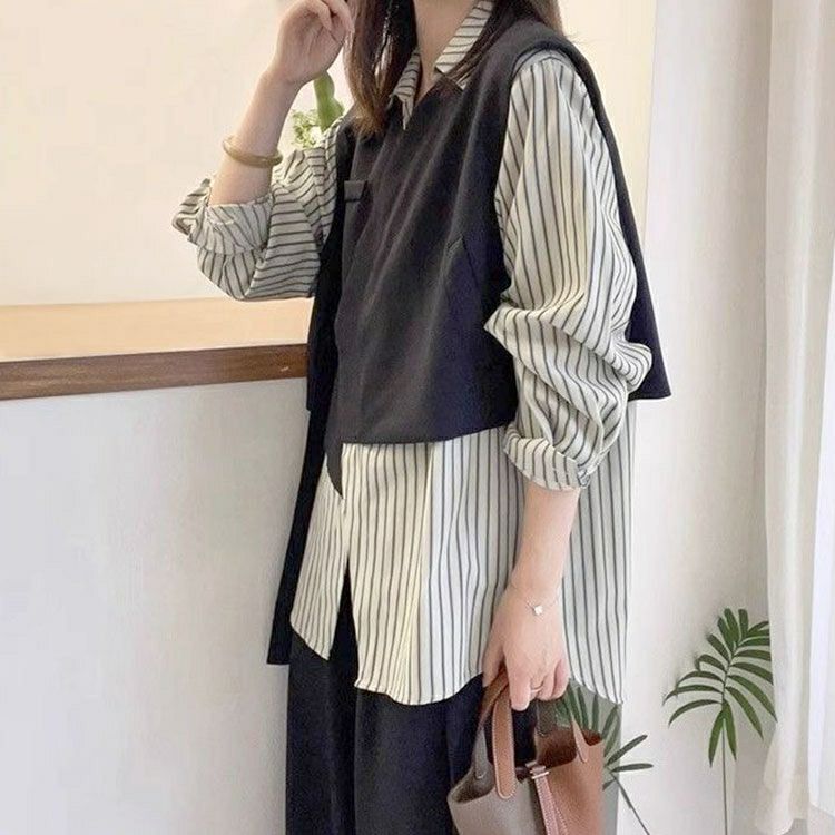 大きいサイズ レディース レイヤード風アシンメトリーシャツ　goldy-1758【メール便可】