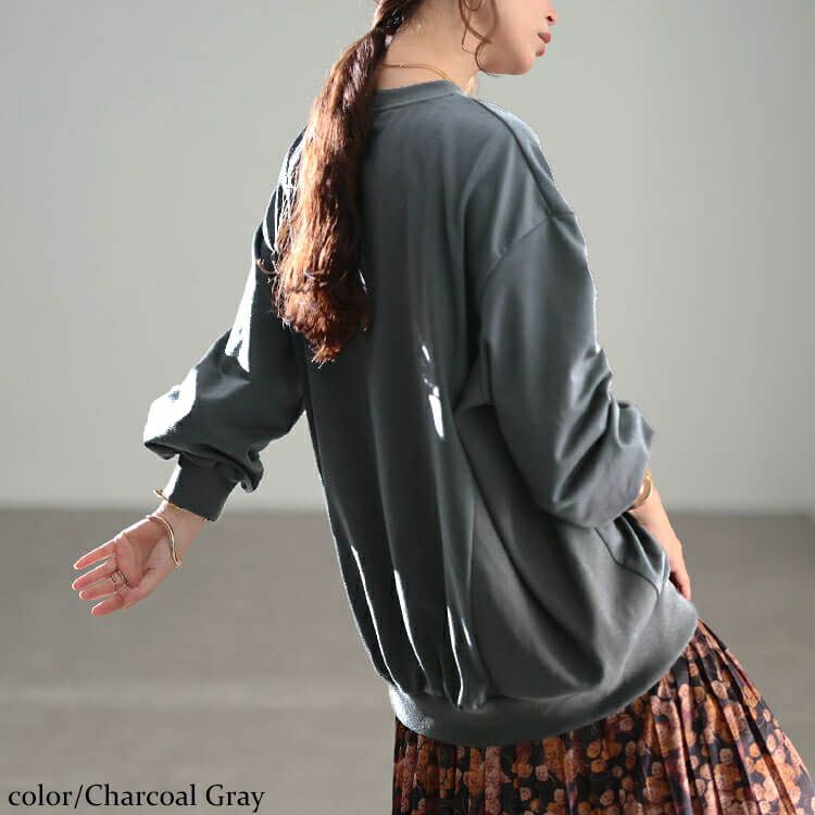 大きいサイズ レディース リブ切り替えキーネックプルオーバー　bai-0190