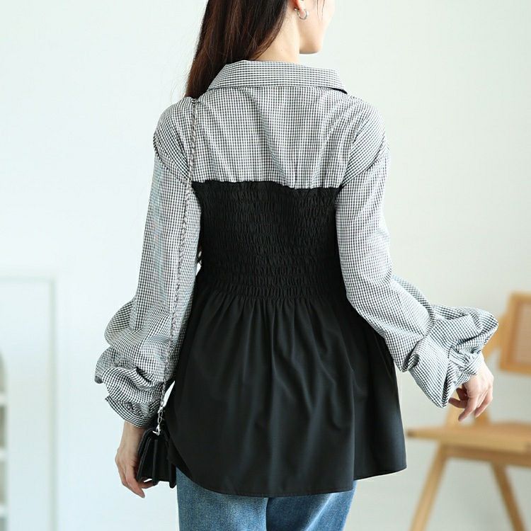 大きいサイズ レディース シャツドッキングペプラムビスチェトップス　tog-1052 【メール便可】