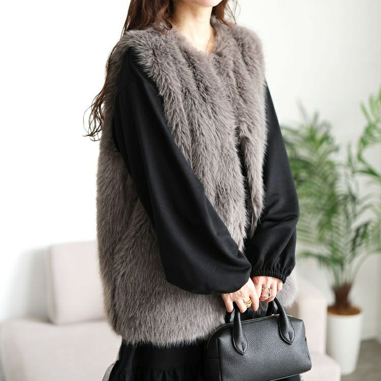 大きいサイズ レディース シャギーファーベスト　sada-6935