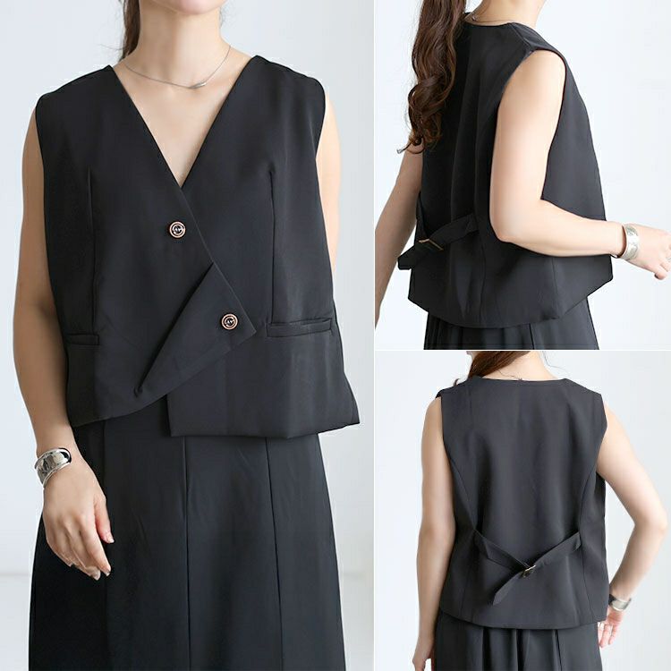 大きいサイズ レディース テーラードジャケット＆ベスト＆スカート3点セット　goldy-1746