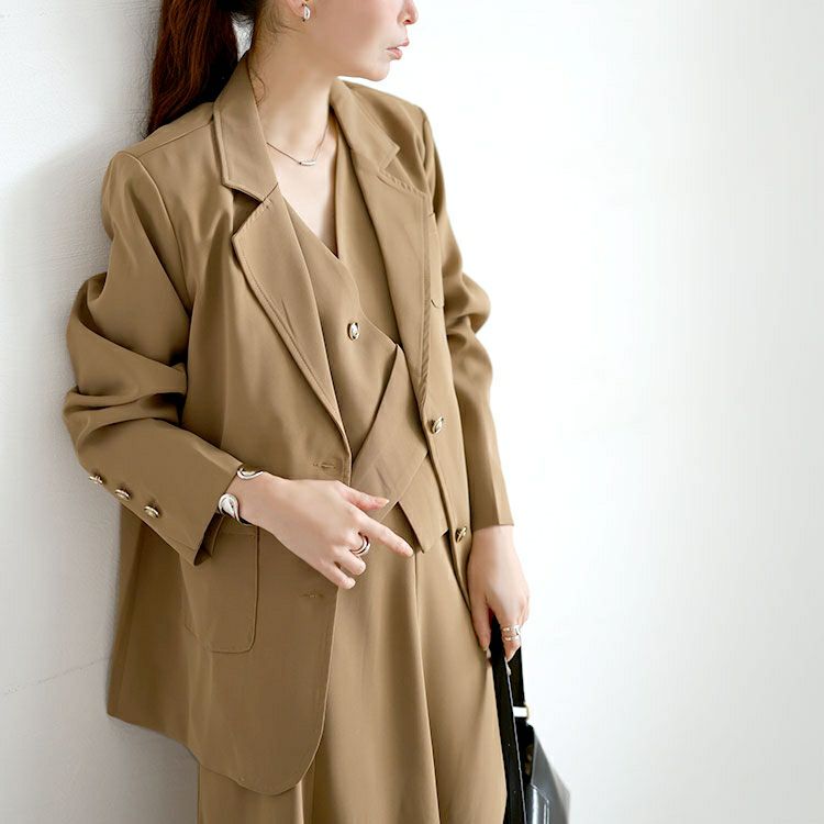 大きいサイズ レディース テーラードジャケット＆ベスト＆スカート3点セット　goldy-1746