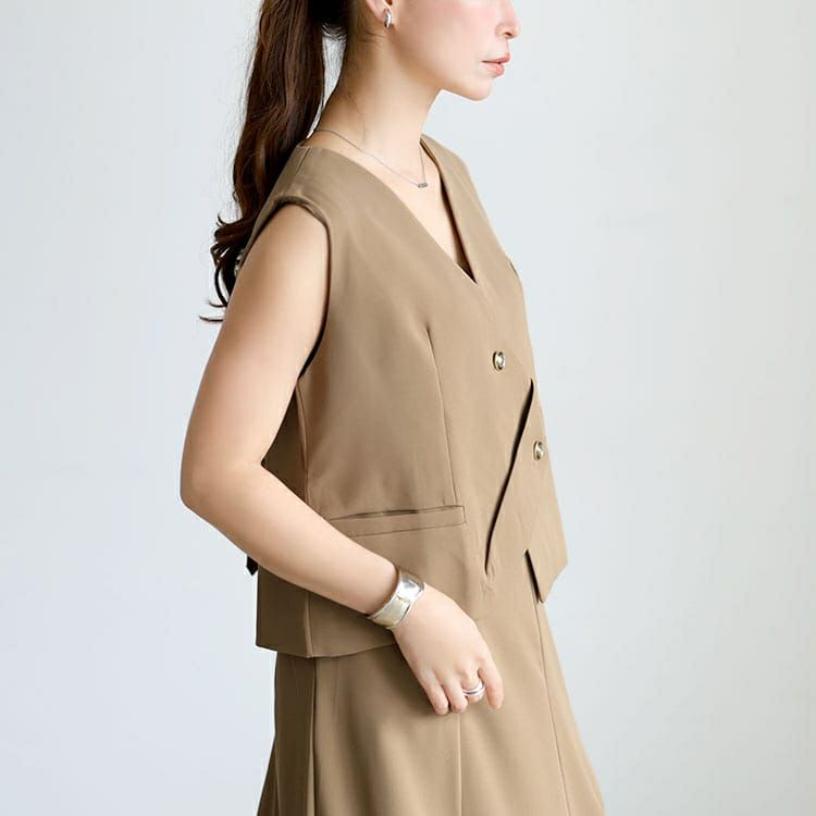 大きいサイズ レディース テーラードジャケット＆ベスト＆スカート3点セット　goldy-1746