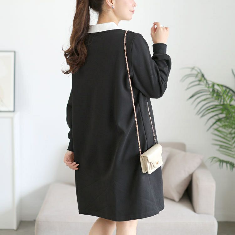 大きいサイズ レディース アーガイル柄レイヤード風ワンピース　goldy-1745