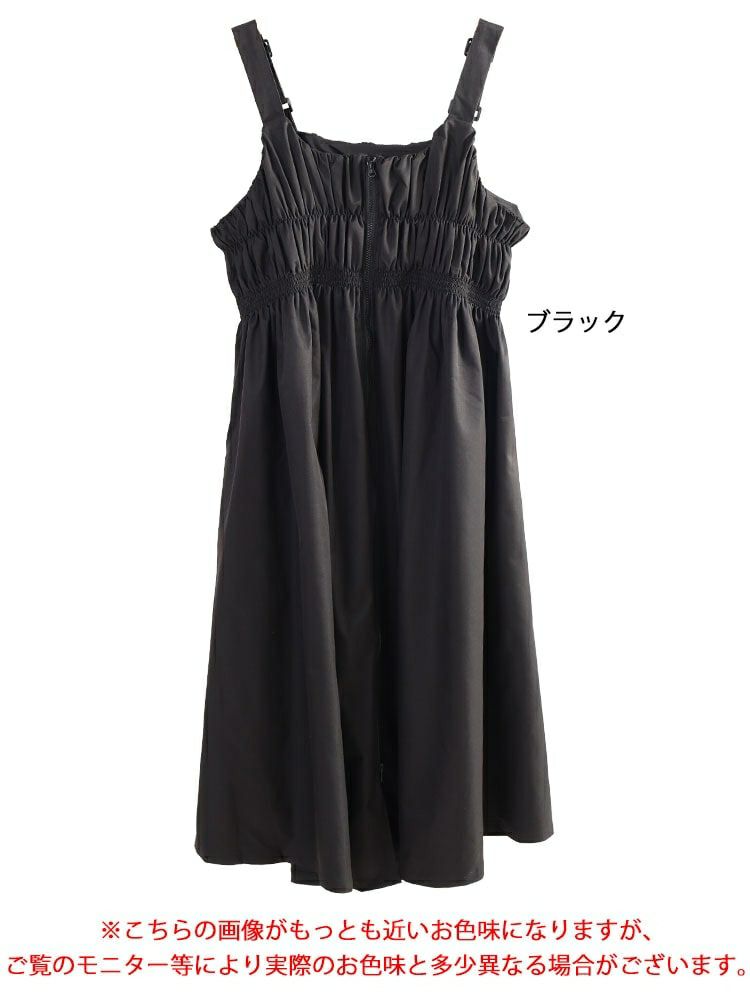 大きいサイズ レディース シャーリングZIPジャンパースカート　nw-25049