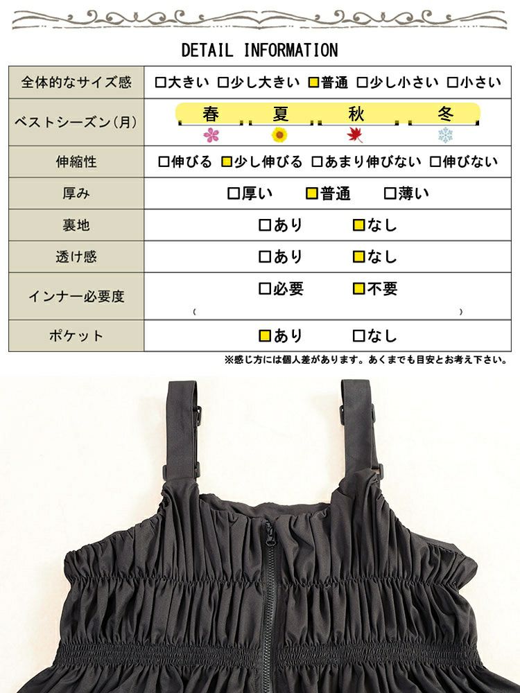 大きいサイズ レディース シャーリングZIPジャンパースカート　nw-25049