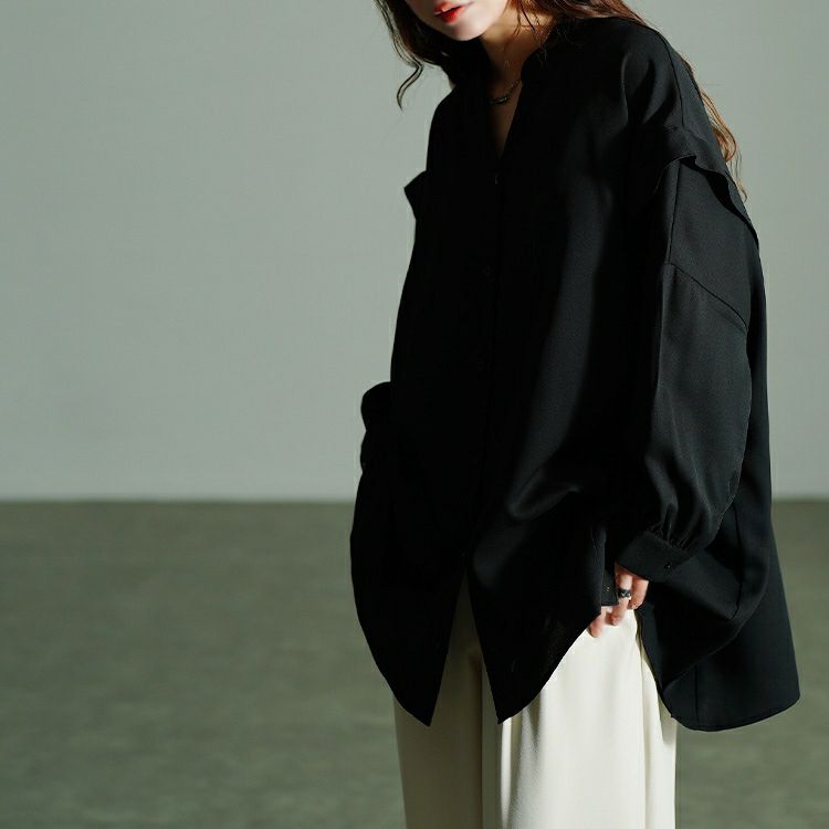 大きいサイズ レディース タックショルダースキッパーシャツ　nw-25045 【メール便可】