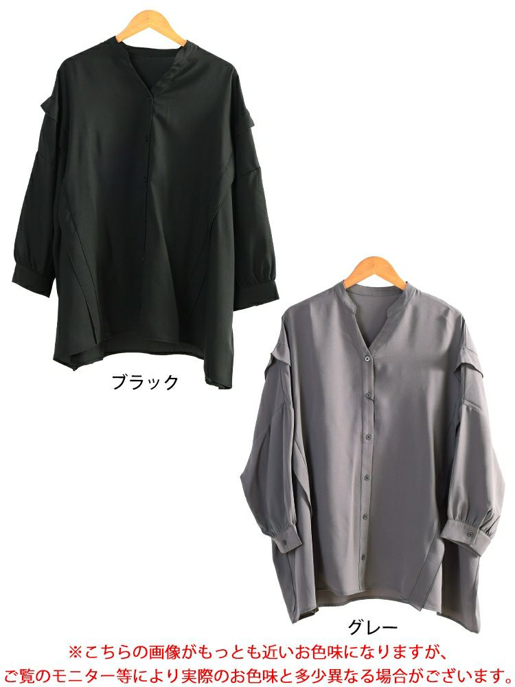 大きいサイズ レディース タックショルダースキッパーシャツ　nw-25045 【メール便可】