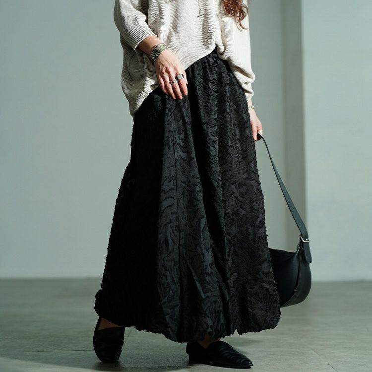 大きいサイズ レディース 花柄ジャガードバルーンスカート　nw-25044