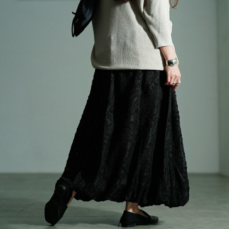 大きいサイズ レディース 花柄ジャガードバルーンスカート　nw-25044