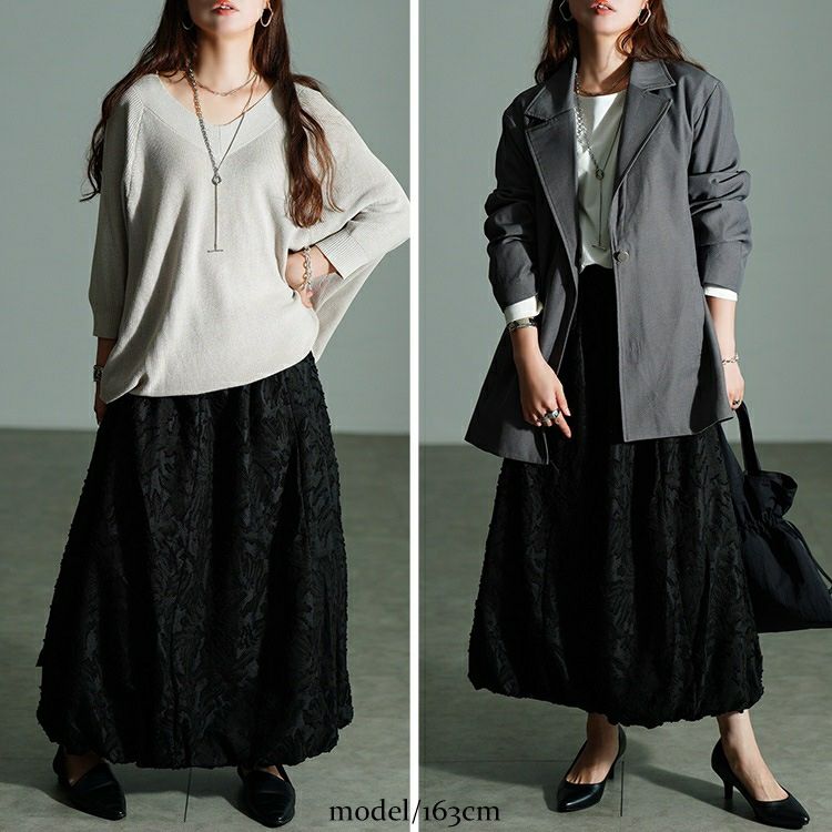 大きいサイズ レディース 花柄ジャガードバルーンスカート　nw-25044