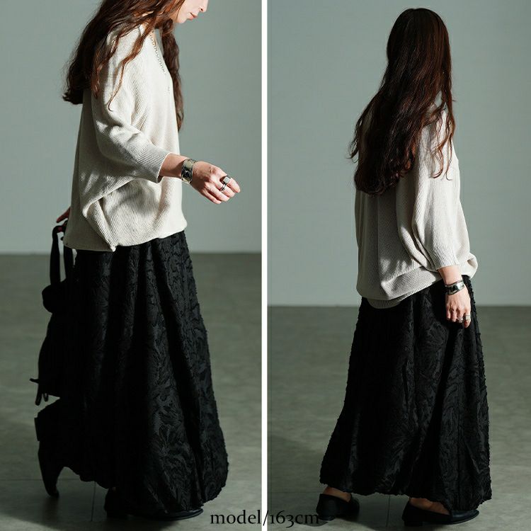 大きいサイズ レディース 花柄ジャガードバルーンスカート　nw-25044