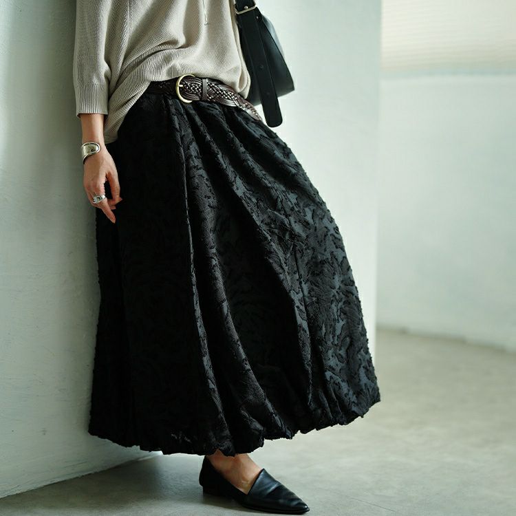 大きいサイズ レディース 花柄ジャガードバルーンスカート　nw-25044