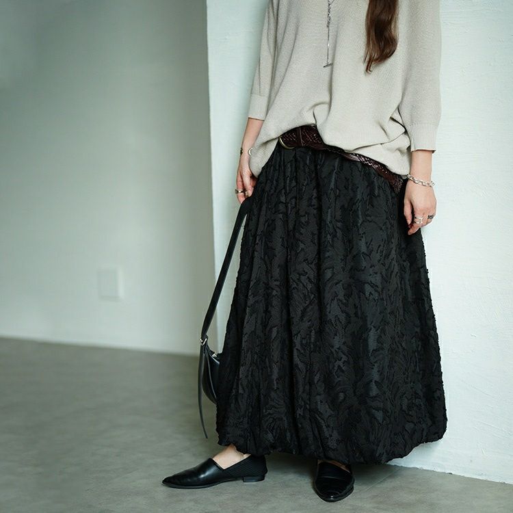 大きいサイズ レディース 花柄ジャガードバルーンスカート　nw-25044