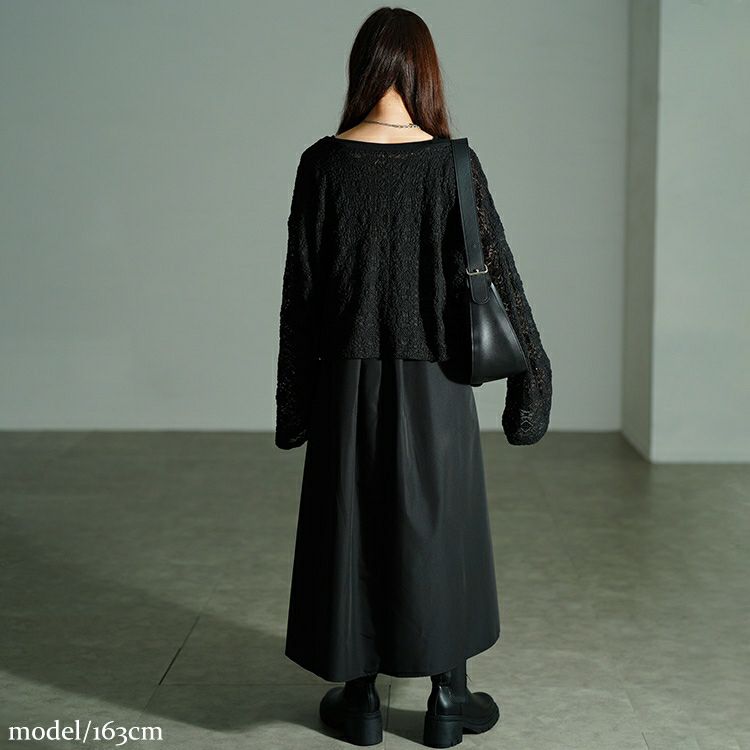 大きいサイズ レディース レースプルオーバー＆ノースリーブワンピース2点セット　nw-25043