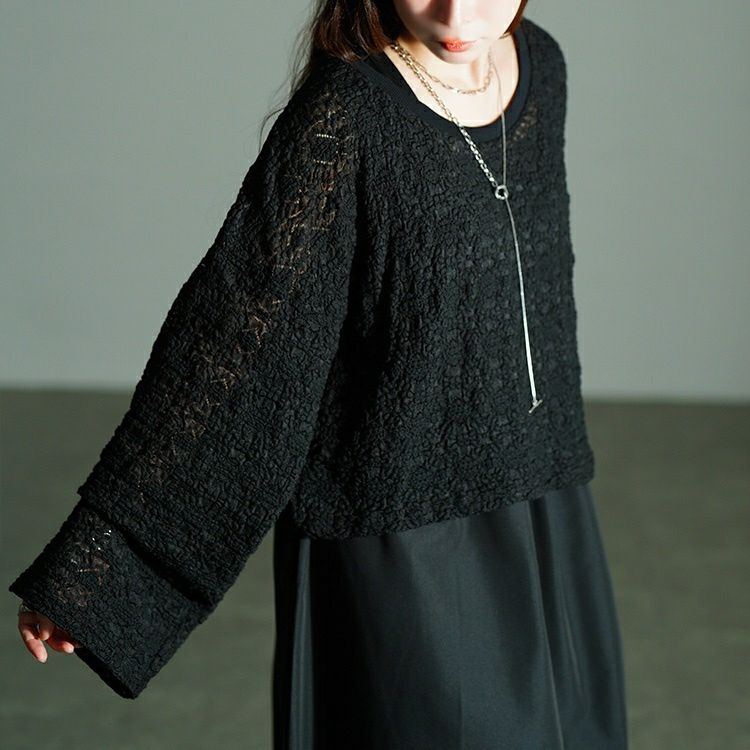 大きいサイズ レディース レースプルオーバー＆ノースリーブワンピース2点セット　nw-25043