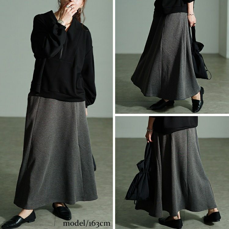 大きいサイズ レディース 裏シャギータックフレアスカート　sw-0802