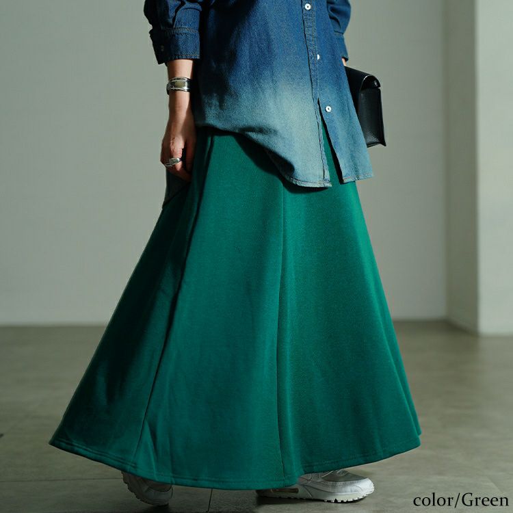 大きいサイズ レディース 裏シャギータックフレアスカート　sw-0802