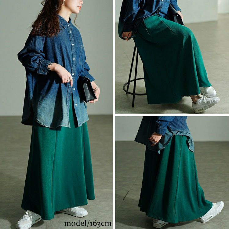 大きいサイズ レディース 裏シャギータックフレアスカート　sw-0802