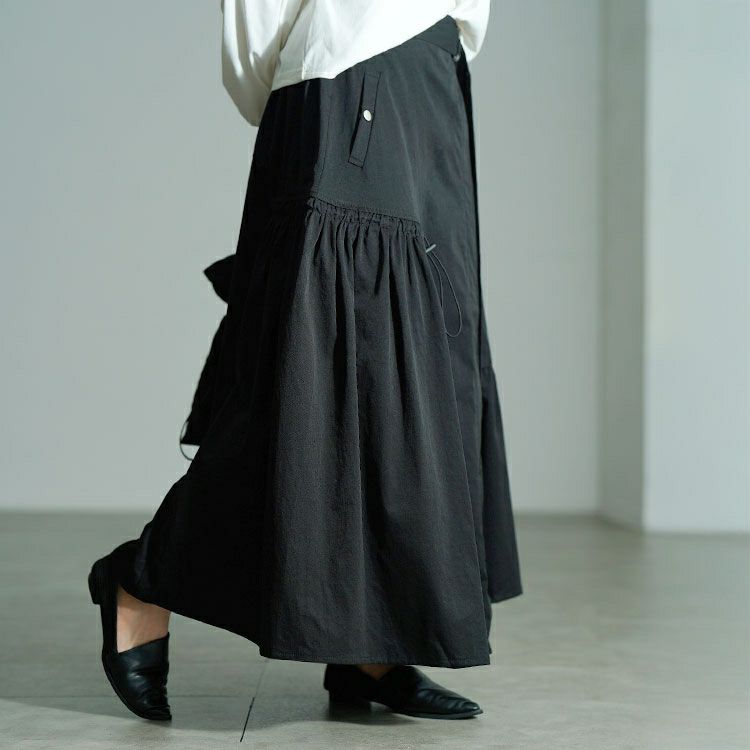 大きいサイズ レディース アシメ切り替えドロストフレアスカート sw