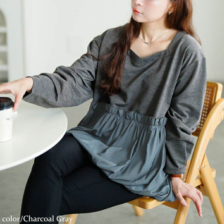 大きいサイズ レディース ドッキングバルーンペプラムプルオーバー　fem-612