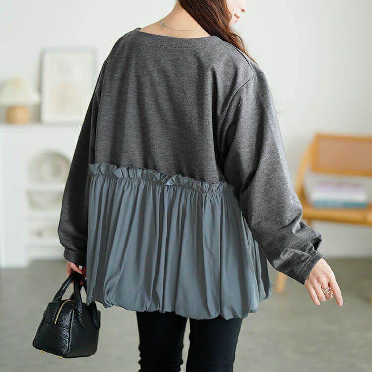 大きいサイズ レディース ドッキングバルーンペプラムプルオーバー　fem-612