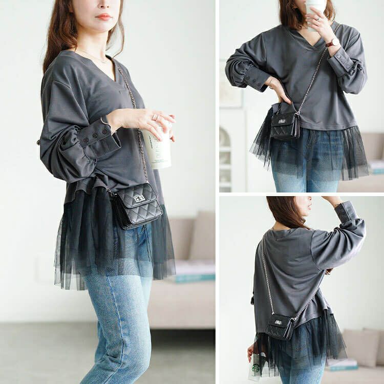 大きいサイズ レディース チュールドッキングプルオーバー　fem-605