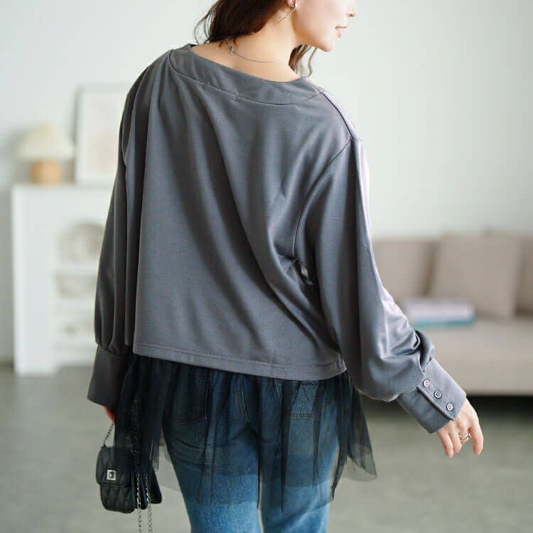 大きいサイズ レディース チュールドッキングプルオーバー　fem-605