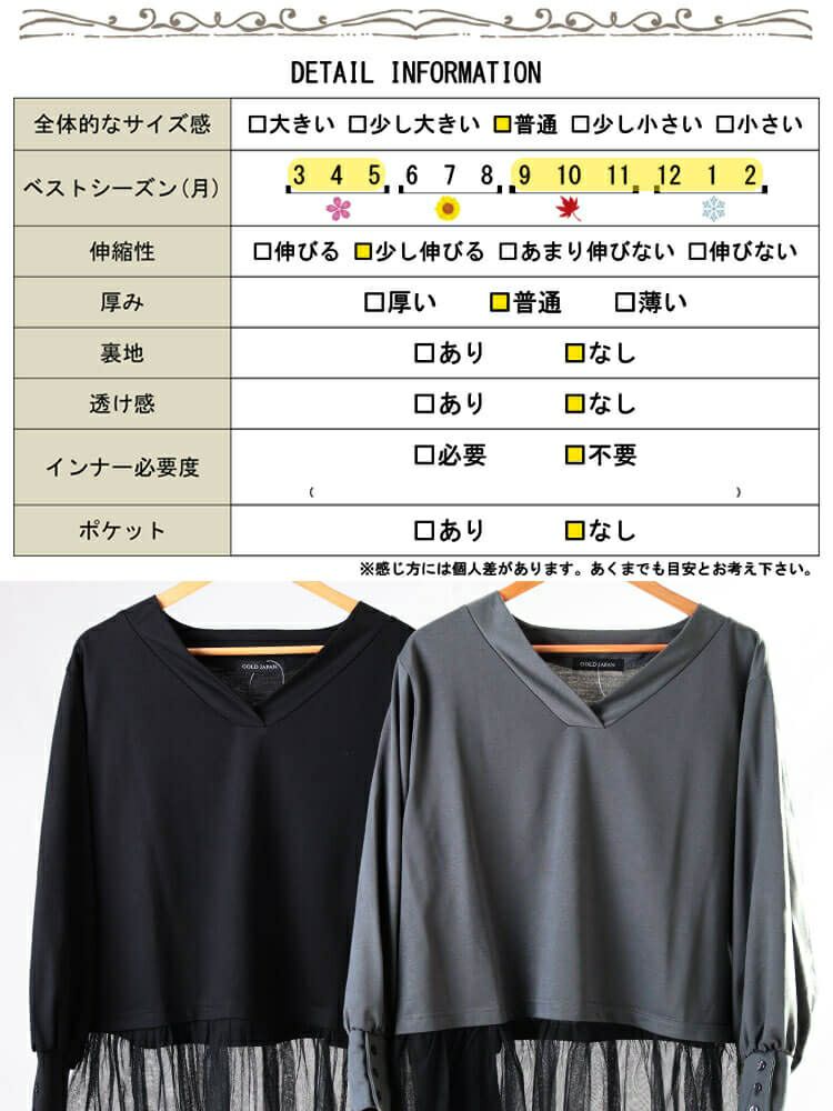 大きいサイズ レディース チュールドッキングプルオーバー　fem-605