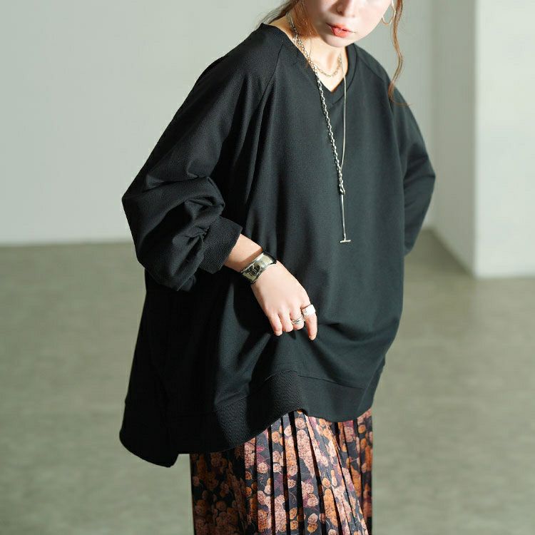 大きいサイズ レディース ステップヘムドルマンワイドチュニック　bai-0199