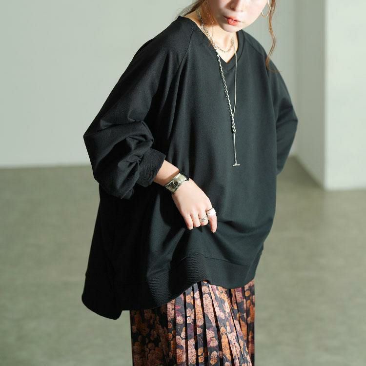大きいサイズ レディース ステップヘムドルマンワイドチュニック　bai-0199 ブラック