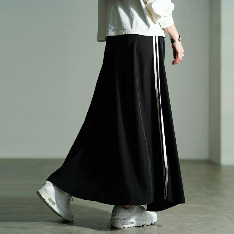 大きいサイズ レディース サイドラインZIPスリットフレアスカート　bai-0197 【メール便可】