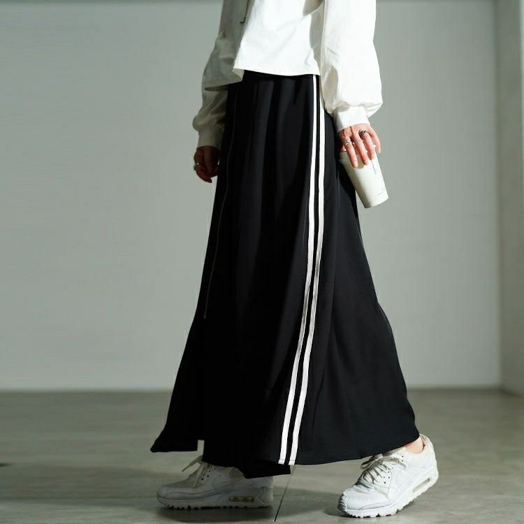 大きいサイズ レディース サイドラインZIPスリットフレアスカート　bai-0197 【メール便可】