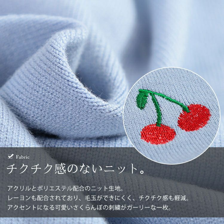 大きいサイズ レディース さくらんぼ柄Vネックニットカーディガン　goldy-1753