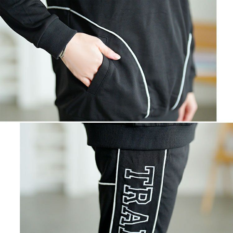 大きいサイズ レディース ハーフジップスウェット上下セット　goldy-1749