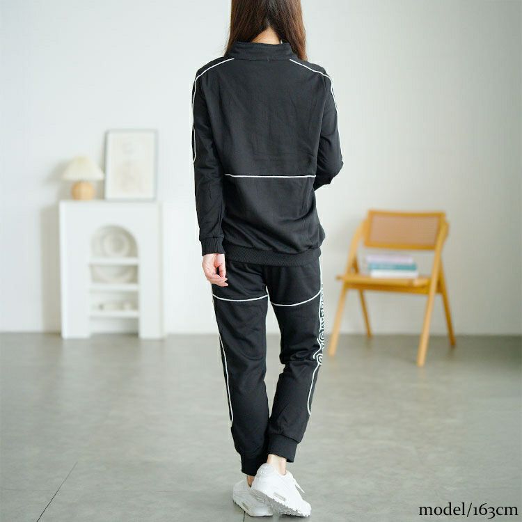 大きいサイズ レディース ハーフジップスウェット上下セット　goldy-1749